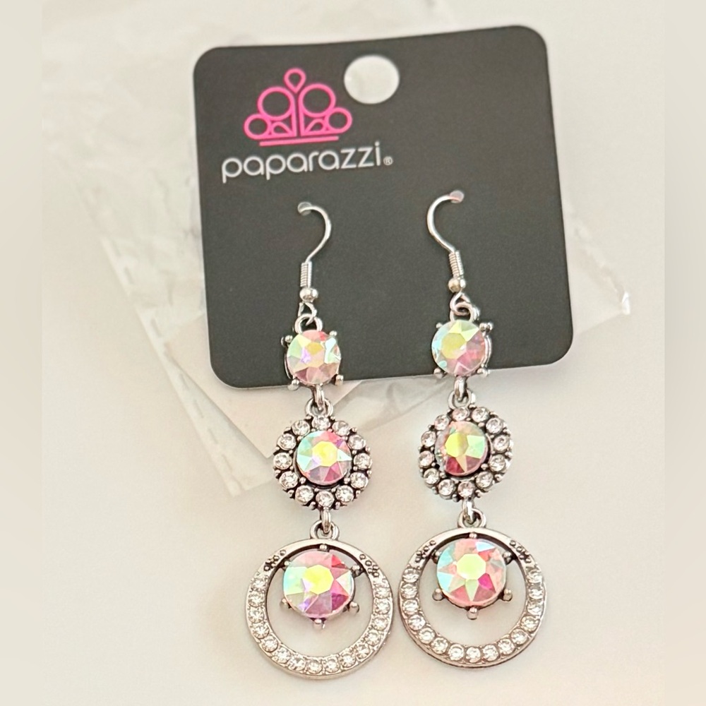 Paparazzi Silver/Iridescent Drop Earrings